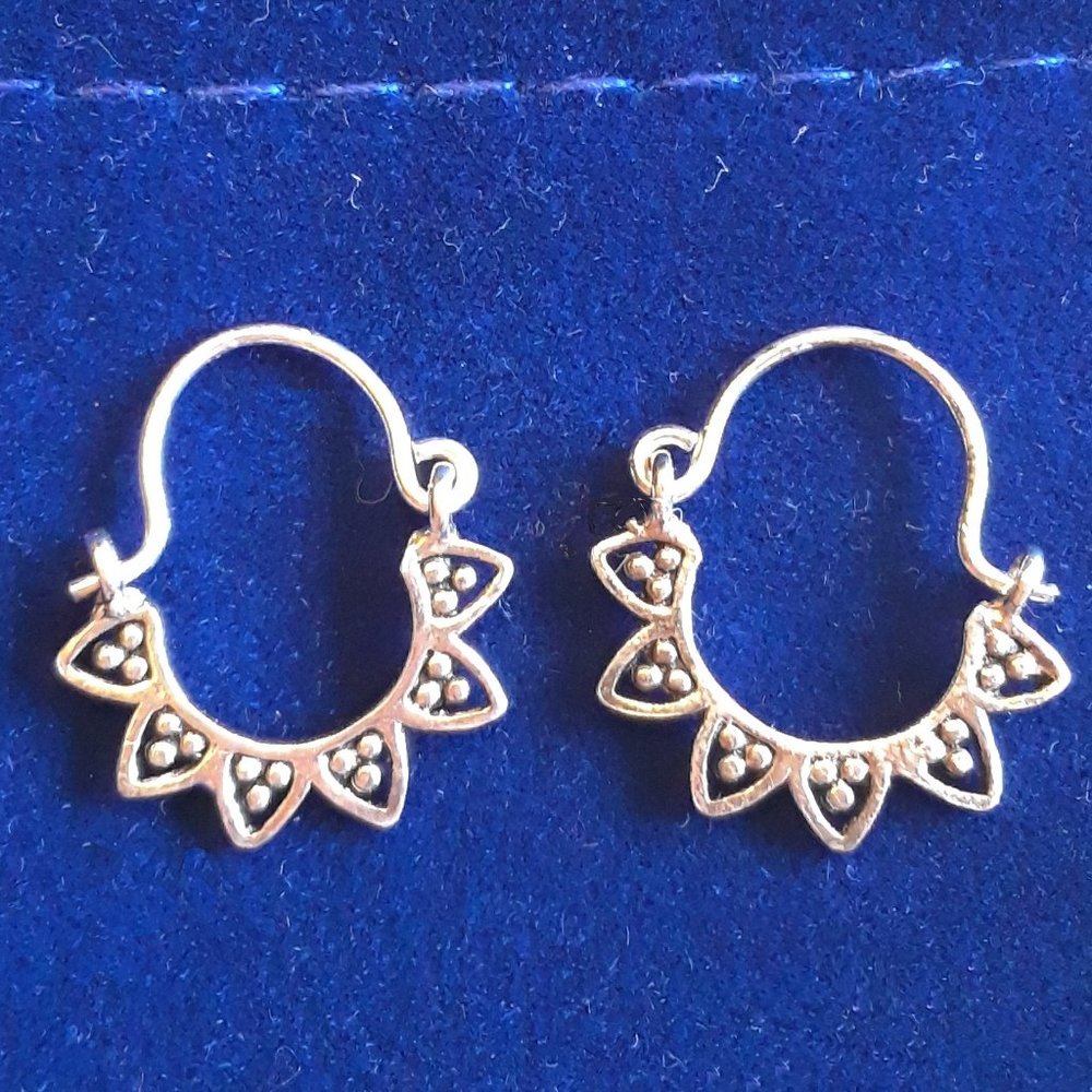 Sterling Silver Tribal Boho Hoop Earrings (NWOT)